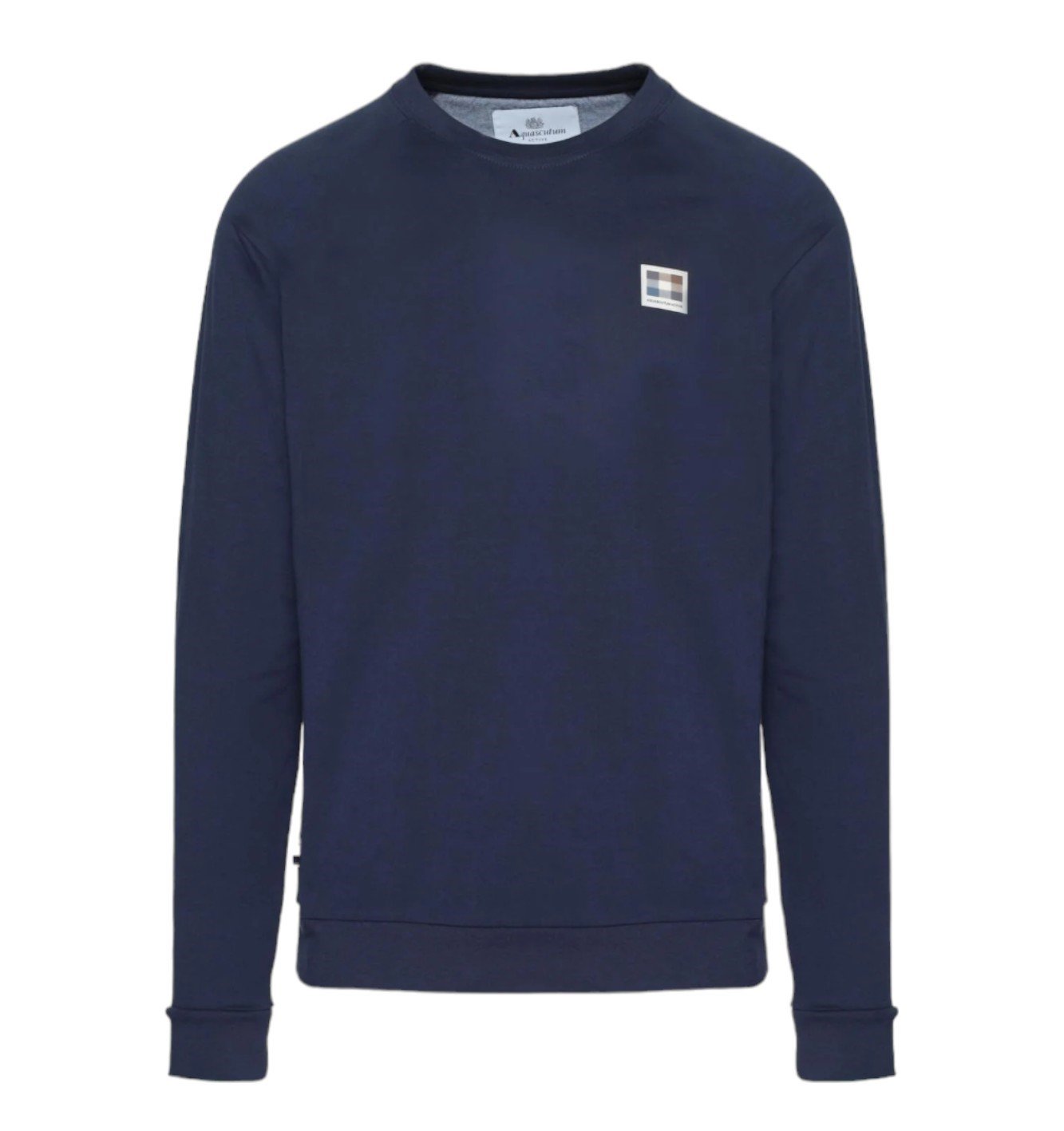 Aquascutum Active Club Check Patch Sweatshirt Navy Jethwas JETHWA CLOTHING